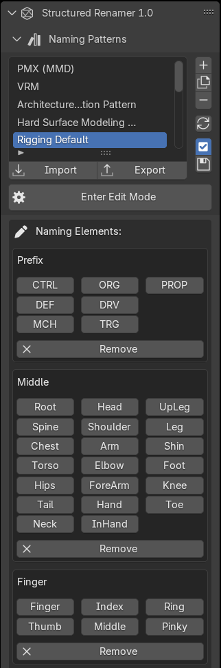 Renaming Mode UI